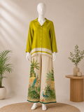 Palashika Luxe Peacock Forest Print On Palazzo Co-ord Set
