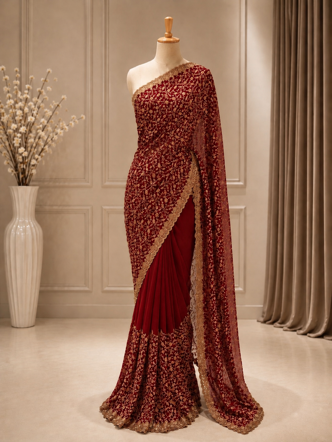Palashika Luxe Soft Gorgette Saree - Cocktail Parties