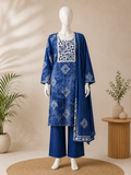 Palashika Luxe Traditional Geometric Print With Embroided Neckline Suit