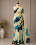 Palashika Luxe Shimmer Chinon Elephant Motif Sequin Zari Embroidery Saree