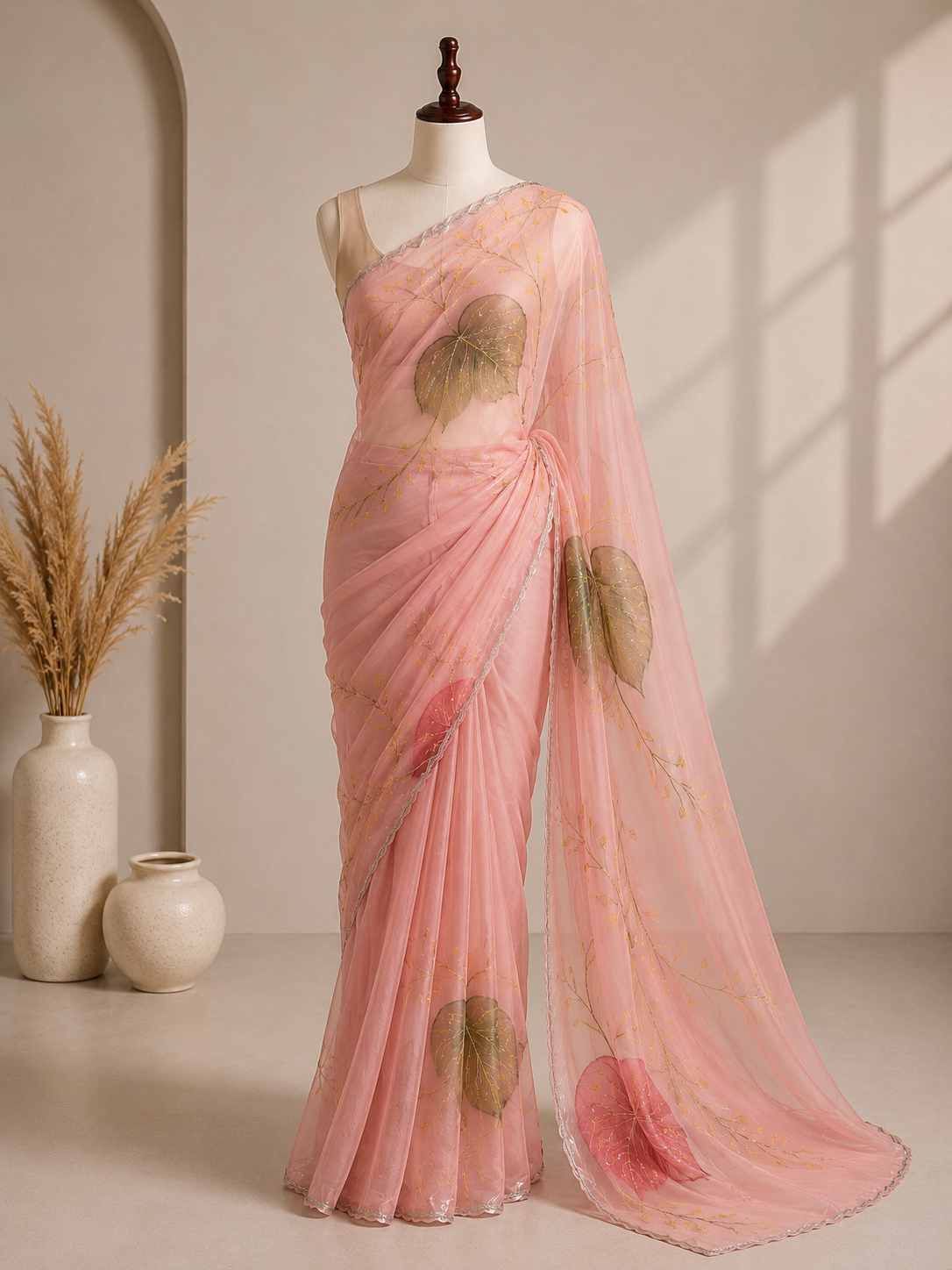 Palashika Luxe Soft Organza Botanical Vine Sequin Embellished Saree