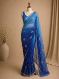 Palashika Luxe Soft Georgette Bandhej Print Golden Zari Gotta Work Saree