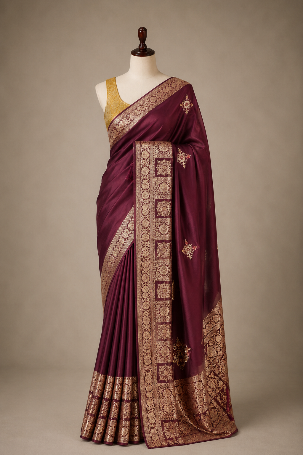 Palashika Luxe Bright Soft Satin Organza Silk Blend Finish Saree - Festive Wear