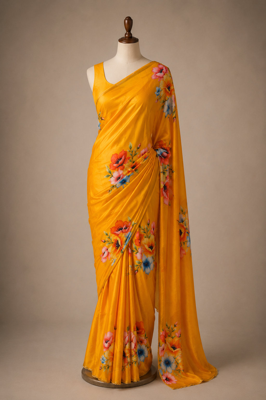 Palashika Luxe Satin Golden Decorative Stud Piping Saree