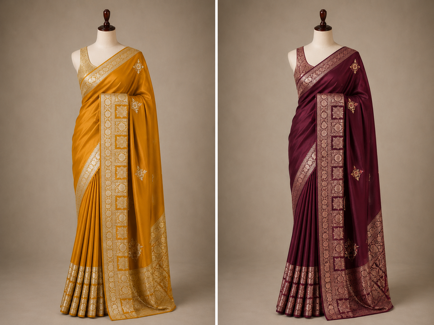 Palashika Luxe Bright Soft Satin Organza Silk Blend Finish Saree - Festive Wear
