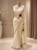 Palashika Luxe Ivory Pearl Tissue Organza,Sheer Shiny Saree - Party Sarees