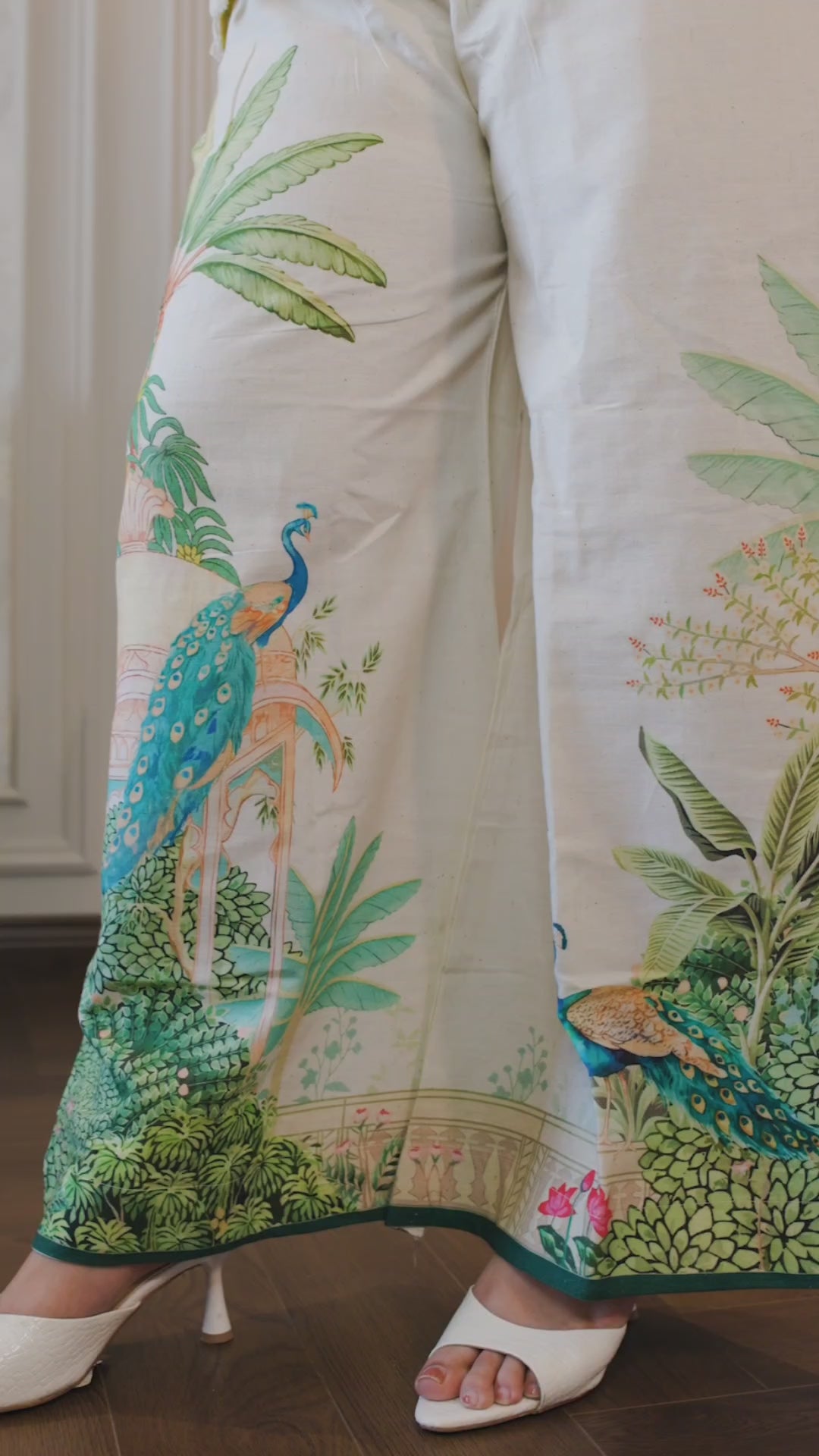 Palashika Luxe Peacock Forest Print On Palazzo Co-ord Set